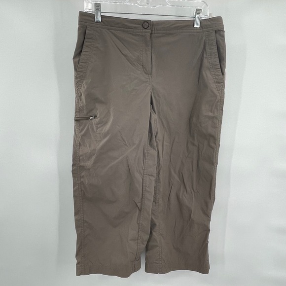LL Bean Cropped Khaki Outdoor Pants  Zipper Pockets Lightweight Size 8‎ - Picture 2 of 8